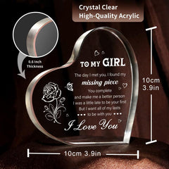 Romantic I Love You Acrylic Keepsake for Girlfriend Anniversary Birthday