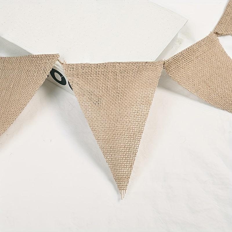 13pcs Burlap Triangle Pull Flag Party Wall Decor