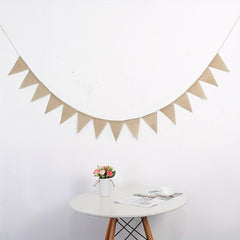 13pcs Burlap Triangle Pull Flag Party Wall Decor