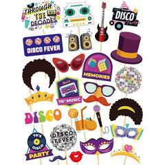 70s Hippie Disco Photo Booth Prop Set - 25pcs
