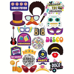 70s Hippie Disco Photo Booth Prop Set - 25pcs