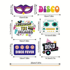 70s Hippie Disco Photo Booth Prop Set - 25pcs