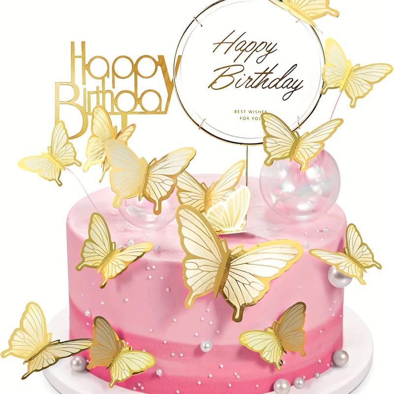 10pcs Painted Butterfly Cake Toppers Birthday Decoration Supplies
