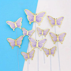 10pcs Painted Butterfly Cake Toppers Birthday Decoration Supplies