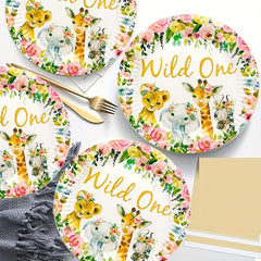 Floral Wild One Animal Party Supplies Serves 24 Guest