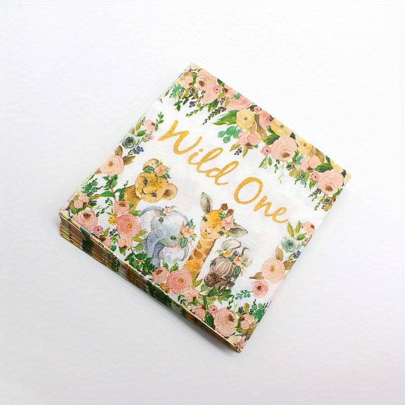 Floral Wild One Animal Party Supplies Serves 24 Guest