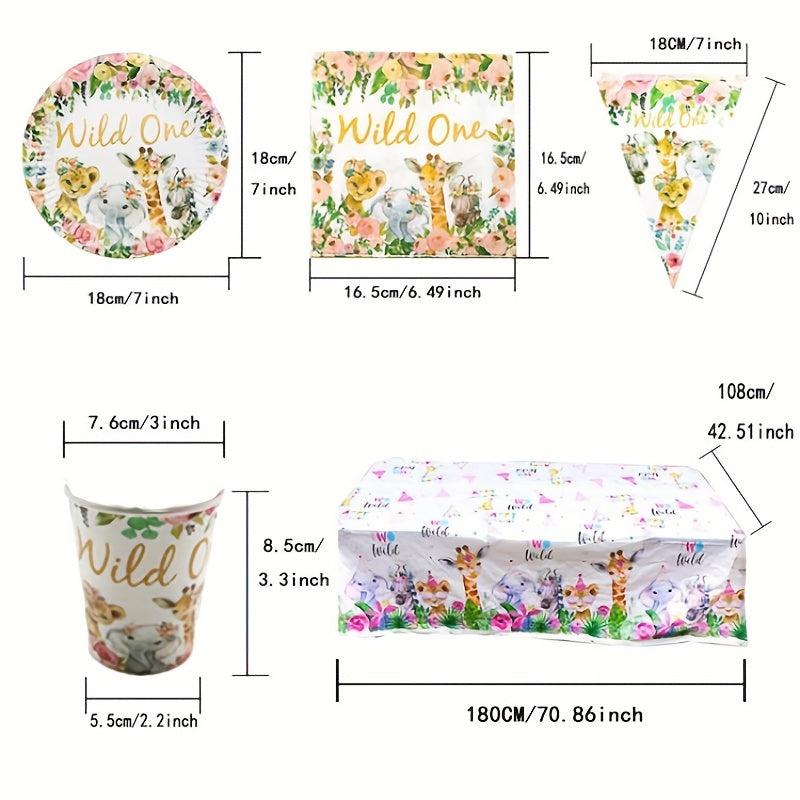 Floral Wild One Animal Party Supplies Serves 24 Guest