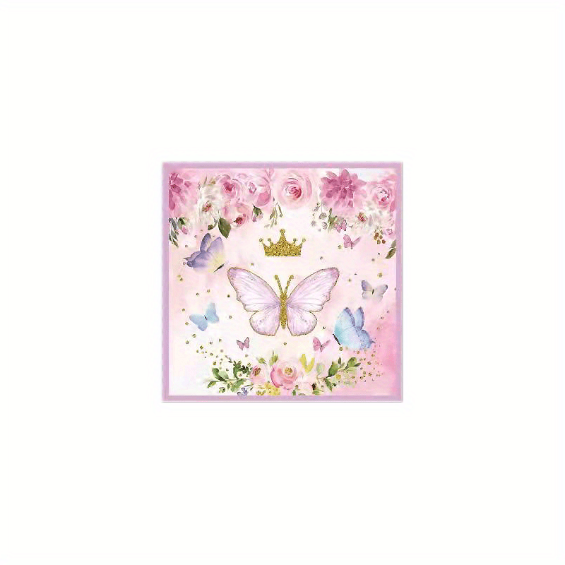 Pink Butterfly Party Decor - Banner, Plates, Cups, Towels