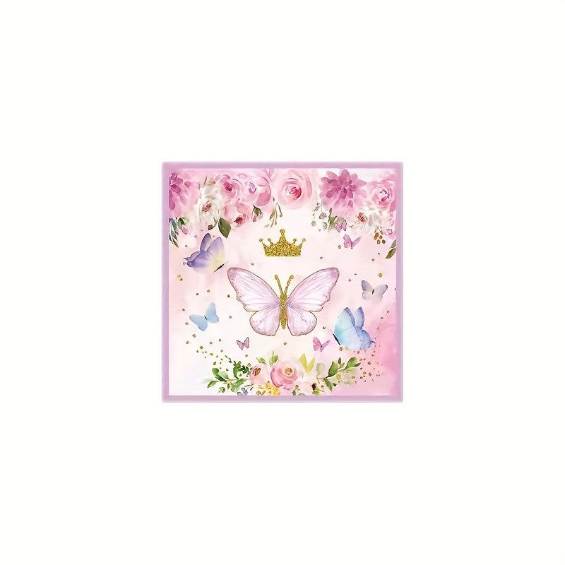 Pink Butterfly Party Decor - Banner, Plates, Cups, Towels