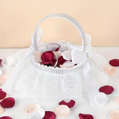 Western Style Flower Girl Basket Lace Edge Bow Wedding Supplies