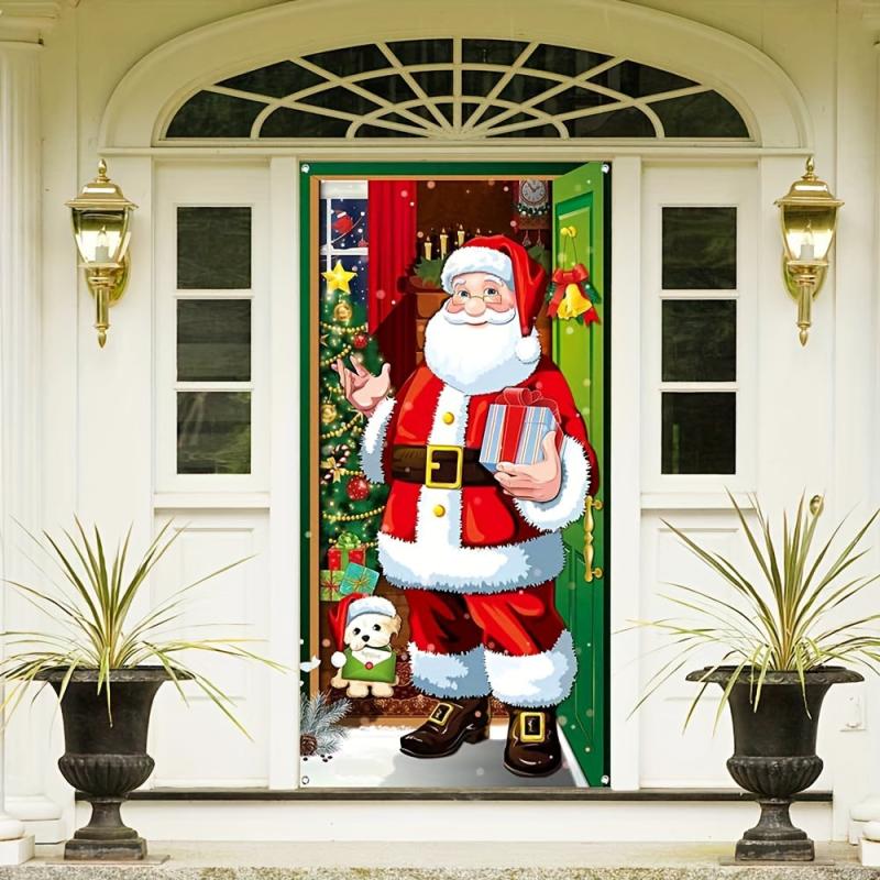Christmas Decor Banner 70.8in Door Cover Party Backdrop