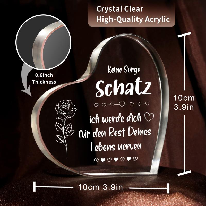Heart Shaped Paperweight Anniversary Gift for Her