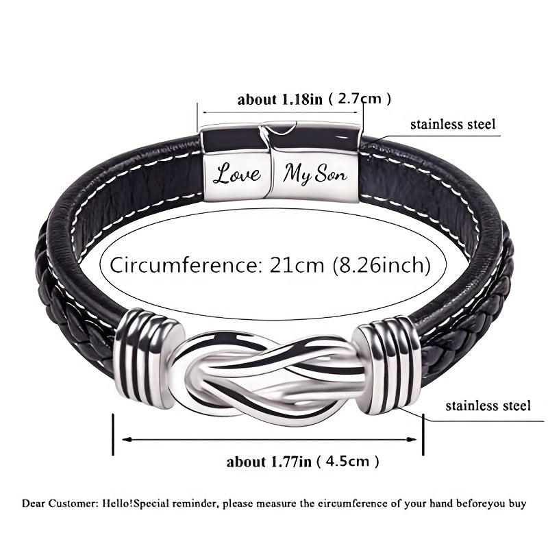 Stainless Steel Leather Bracelet for Son and Grandson
