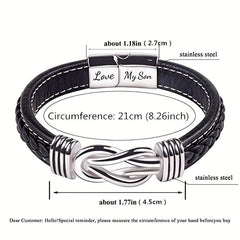 Stainless Steel Leather Bracelet for Son and Grandson