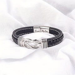 Stainless Steel Leather Bracelet for Son and Grandson