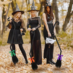 Halloween Witch Broom & Hat Set - Weird Stuff Decor