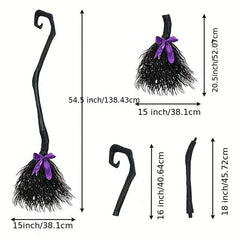 Halloween Witch Broom & Hat Set - Weird Stuff Decor