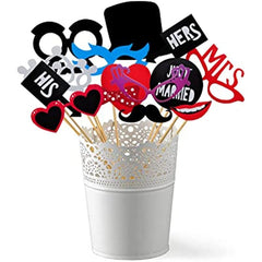 58pc Party Props Photo Booth Birthday Wedding Prom Favors DIY Costumes Mustache