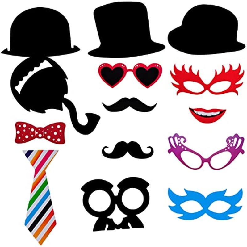 58pc Party Props Photo Booth Birthday Wedding Prom Favors DIY Costumes Mustache