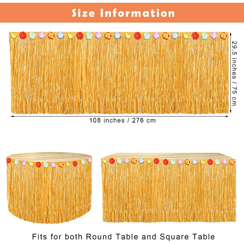 Luau Grass Table Skirt for Hawaiian Party Decorations