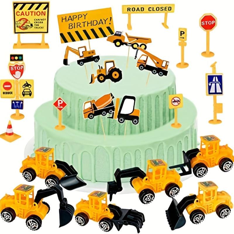 Construction Vehicle Cake Topper Set for Building Birthday Party
