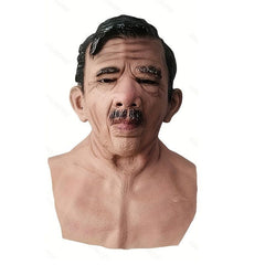 Old Man Beard Latex Head Mask Cosplay Costume Decoration Props