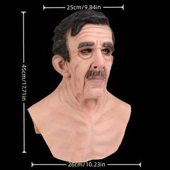 Old Man Beard Latex Head Mask Cosplay Costume Decoration Props
