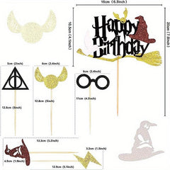 Wizard Cupcake Toppers Glitter Magic Happy Birthday Cake Topper