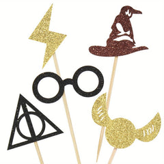 Wizard Cupcake Toppers Glitter Magic Happy Birthday Cake Topper