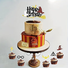 Wizard Cupcake Toppers Glitter Magic Happy Birthday Cake Topper