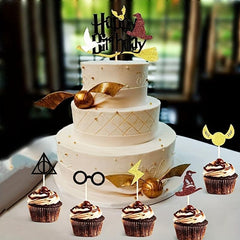 Wizard Cupcake Toppers Glitter Magic Happy Birthday Cake Topper