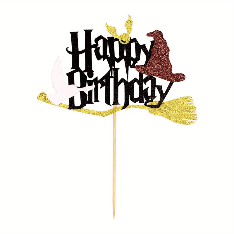 Wizard Cupcake Toppers Glitter Magic Happy Birthday Cake Topper