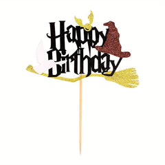 Wizard Cupcake Toppers Glitter Magic Happy Birthday Cake Topper