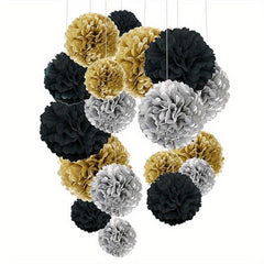 18pcs Tissue Pom Poms Paper Flower Ball Birthday Wedding Decor