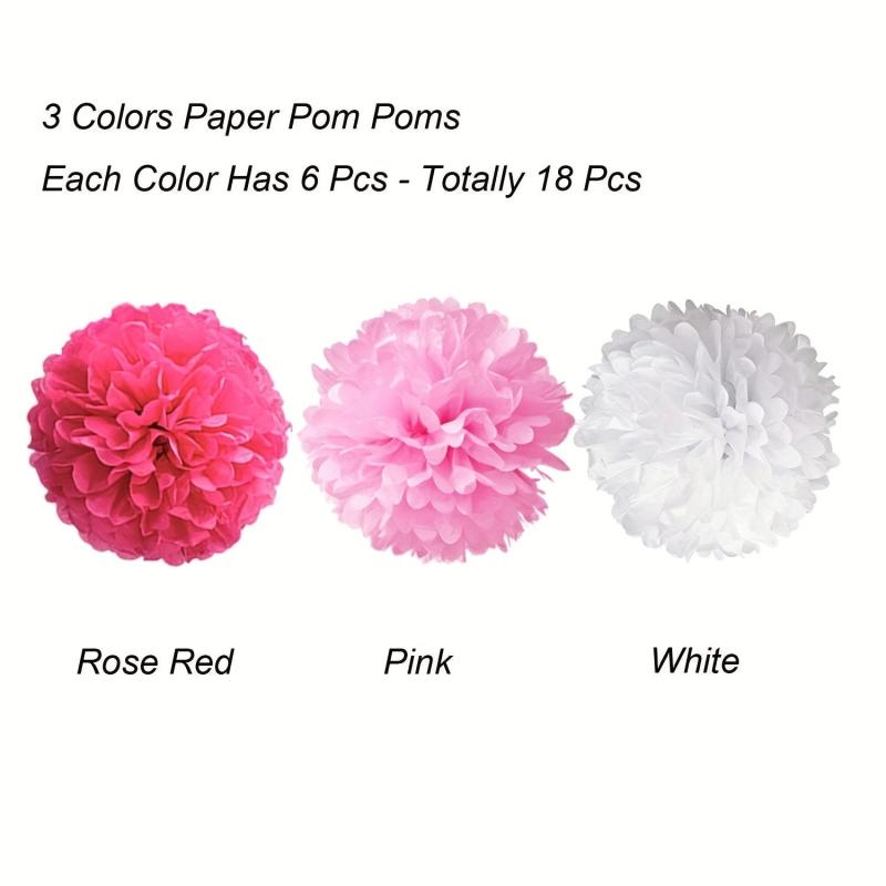 18pcs Tissue Pom Poms Paper Flower Ball Birthday Wedding Decor