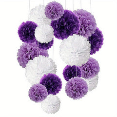 18pcs Tissue Pom Poms Paper Flower Ball Birthday Wedding Decor