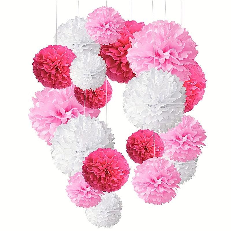 18pcs Tissue Pom Poms Paper Flower Ball Birthday Wedding Decor