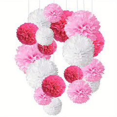 18pcs Tissue Pom Poms Paper Flower Ball Birthday Wedding Decor