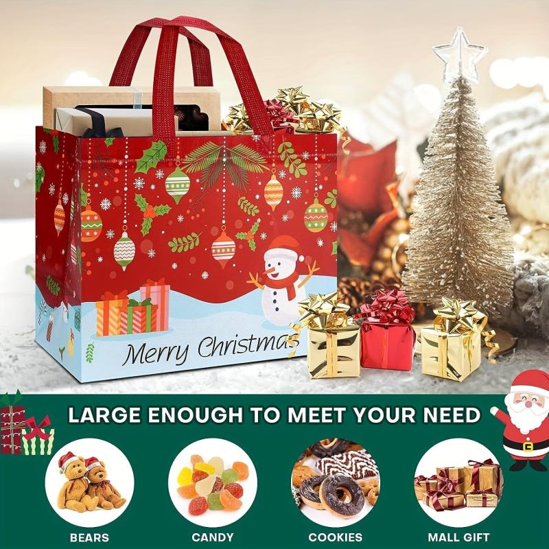 4pcs Thickened Christmas Gift Bags Christmas Tote Bags With Handles