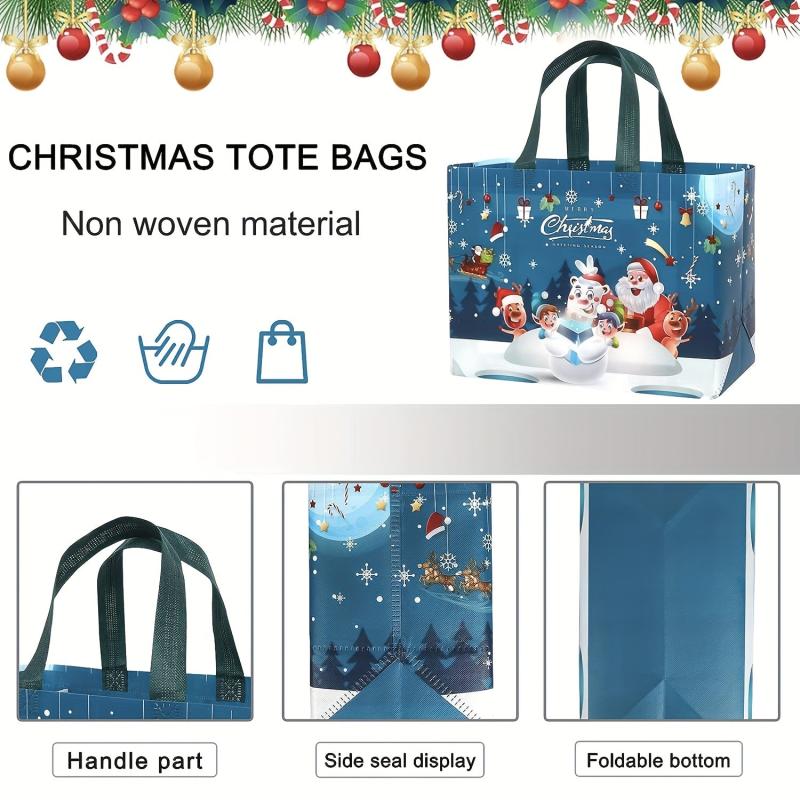 4pcs Thickened Christmas Gift Bags Christmas Tote Bags With Handles