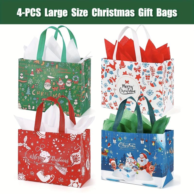 4pcs Thickened Christmas Gift Bags Christmas Tote Bags With Handles