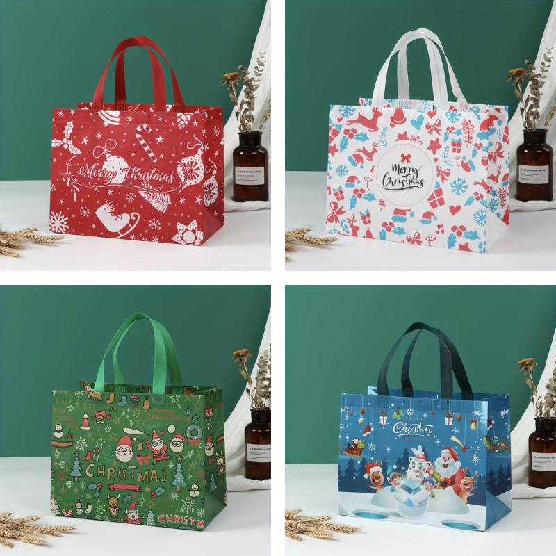 4pcs Thickened Christmas Gift Bags Christmas Tote Bags With Handles