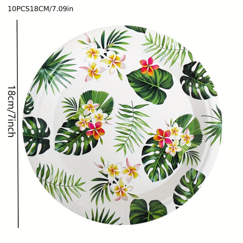 Summer Beach Party Tableware Set Turtle Leaf Flamingo Leaves Paper Plate Cup