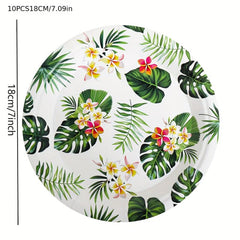 Summer Beach Party Tableware Set Turtle Leaf Flamingo Leaves Paper Plate Cup