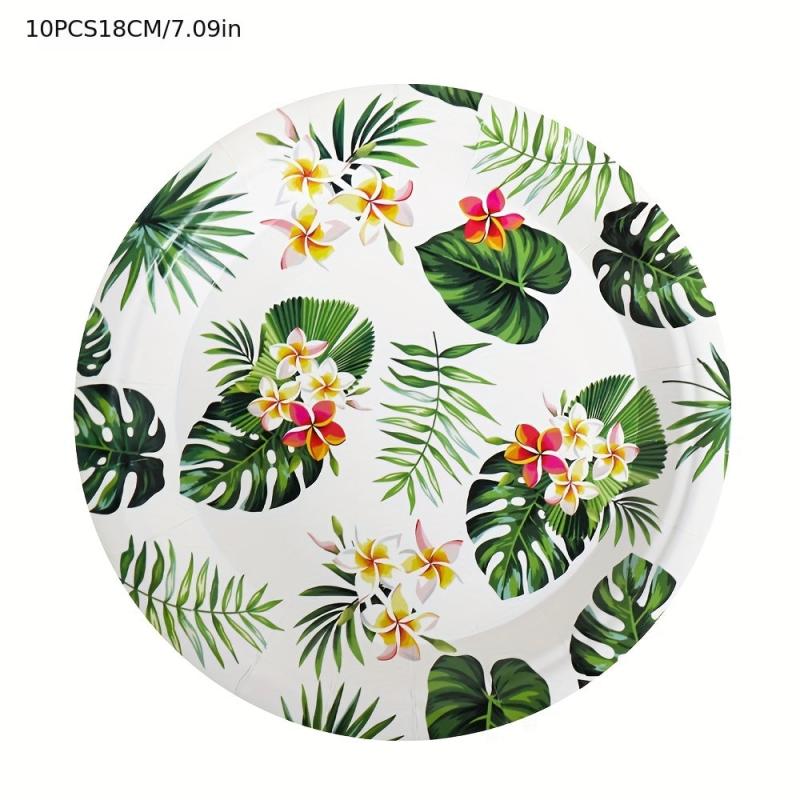 Summer Beach Party Tableware Set Turtle Leaf Flamingo Leaves Paper Plate Cup