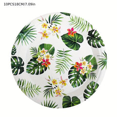Summer Beach Party Tableware Set Turtle Leaf Flamingo Leaves Paper Plate Cup