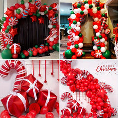 144pcs Christmas Balloons Garland Arch Kit Green Red Candy Ball