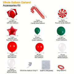 144pcs Christmas Balloons Garland Arch Kit Green Red Candy Ball