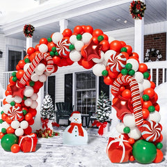 144pcs Christmas Balloons Garland Arch Kit Green Red Candy Ball