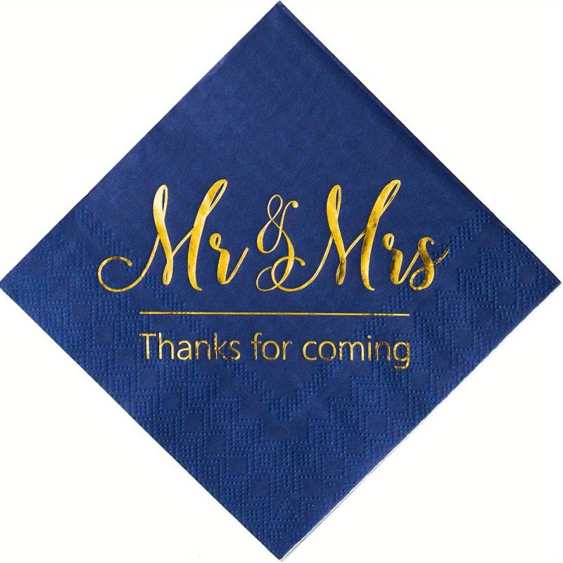 20pcs Wedding Napkins Mr Mrs Rose Bule Burgundy Golden Cocktail Beverage Dessert